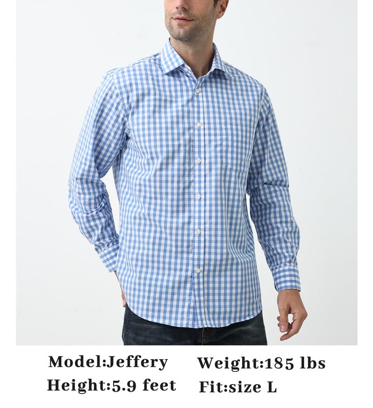 Double Pump Mens Button Down Shirts Cotton Long Sleeve Shirts Regular Fit (SL08A,L) - Image 5